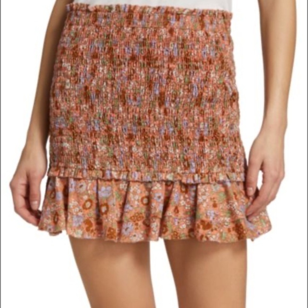 VERONICA BEARD Melodie Floral-Print Smocked Skirt Size 0